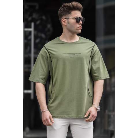 Madmext Khaki Oversize Printed T-shirt for Men 5234 - Haki