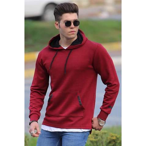 Madmext Claret Red Basic Hoodie 4160 - Bordo