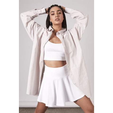 Women White Pleated Basic Mini Tennis Skirt - Beyaz