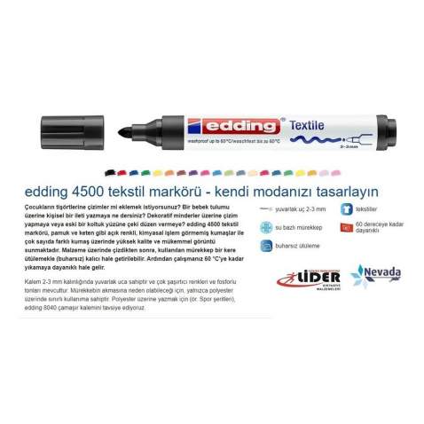 Edding 4500 Tişört - Kumaş - Tekstil Kalemi Renk Seçenekli