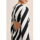 Mad Girls Striped Black Long Dress MG1443 - Siyah