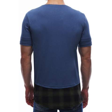 Madmext Men Printed Indigo T-shirt 2576 - İndigo