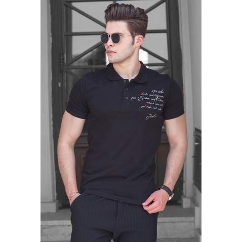 Madmext Black Polo Shirt for Men 4634 - Siyah