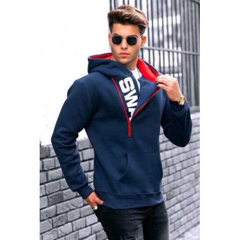 Madmext Men Navy Blue Hoodie Sweatshirt 1767 - Lacivert