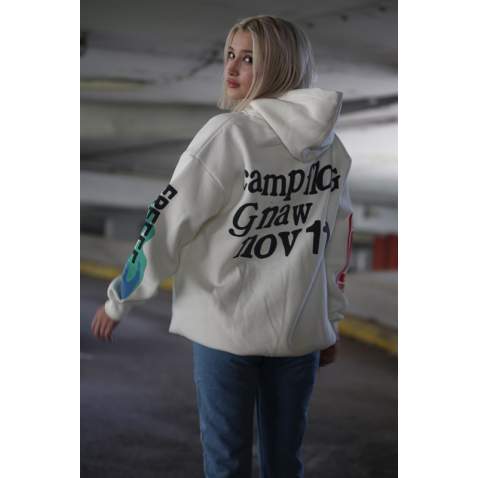 Mad Girls Beyaz Baskılı Oversize Sweatshirt MG903 - Beyaz