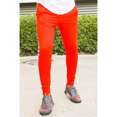 Mens Sweatpants In Striped Design Orange Color 2926 - Turuncu