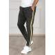 Madmext Khaki Striped Sweatpants 4205 - Haki