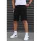 Men Basic Black Capri Shorts - Siyah