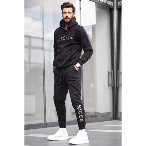 Madmext Men Printed Black Tracksuit 5298 - Siyah