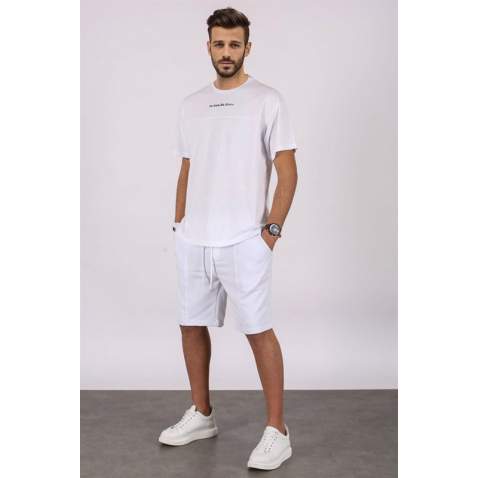 Madmext Men White Shorts Set 5382 - Beyaz