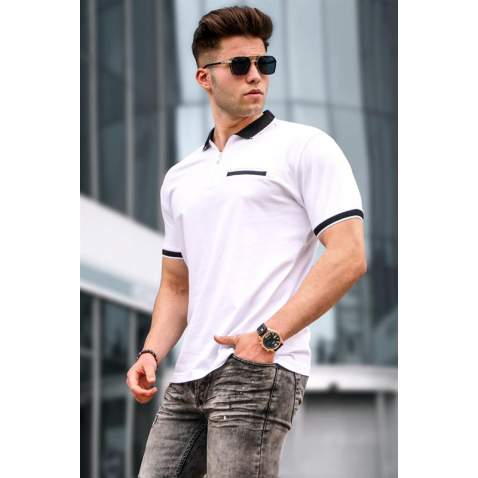 Madmext Men White Polo T-shirt 5396 - Beyaz