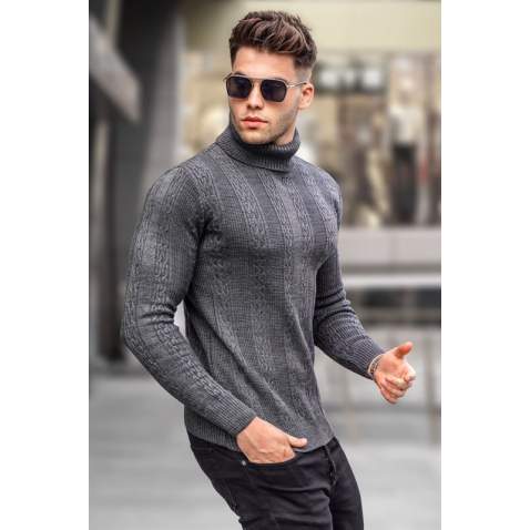 Anthracite Designed Knitted Sweater 5769 - Antrasit