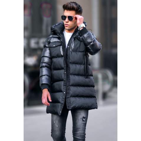 Black Hoodie Puffer Jacket 5742 - Siyah