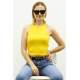 Mad Girls Yellow Crop Top MG361 - Sarı