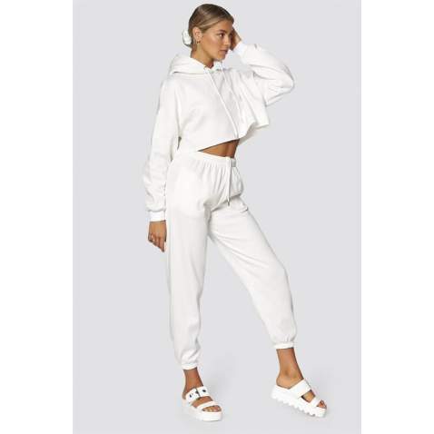 Mad Girls White Hooded Women Tracksuit Set MG467 - Beyaz