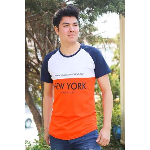 Madmext Orange Printed T-shirt for Men 3045 - Turuncu