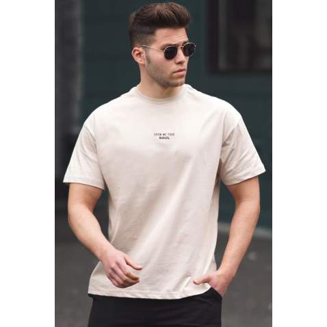 Madmext Men Beige T-shirt 5222 - Bej