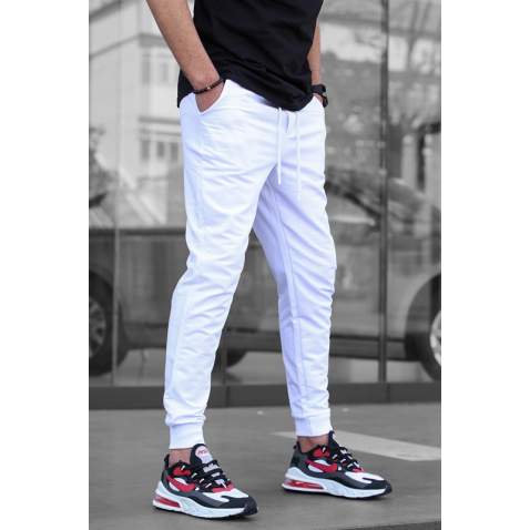 Madmext Men Elastic Bottom White Sweatpants 4821 - Beyaz