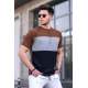 Madmext Men Color Blocked Brown T-shirt 5826 - Kahverengi