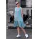 Mad Girls Blue Frilled and Pocket Detailed Dress MG445 - Mavi