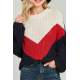 Mad Girls Navy Blue Color Blocked Women Oversize Jumper MG739 - Lacivert