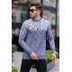 Royal Blue Designed Knitwear Sweater 5971 - Havacı mavi