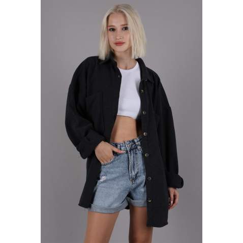 Anthracite Oversized Overshirt MG1562 - Antrasit