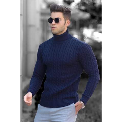 Madmext Navy Blue Jumper with Roll Neck 4654 - Lacivert