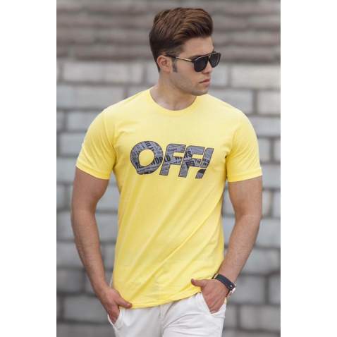 Madmext Men Printed Yellow T-shirt 5254 - Sarı