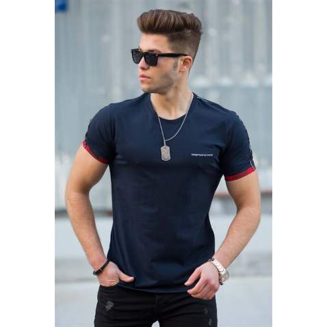 Madmext Navy Bluıe Basic T-shirt for Men 4498 - Lacivert