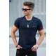 Madmext Navy Bluıe Basic T-shirt for Men 4498 - Lacivert