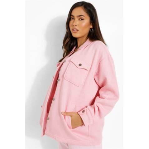 Mad Girls Oversize Soft Pink Woolen Jacket Mg1199 - Pudra