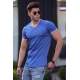 Madmext Blue Basic T-shirt for Men 4447 - Saks