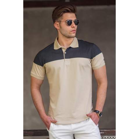 Madmext Men Knitwear Beige Polo T-shirt 5248 - Bej