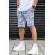 Madmext Men Printed Gray Capri Shorts 2408 - Gri