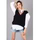 Women Striped Black Sweater - Koyu lacivert