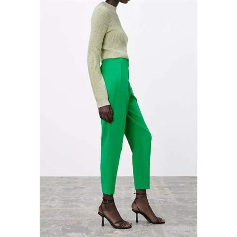 Mad Girls High Waist Green Trousers MG1331 - Yeşil