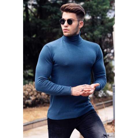 Madmext Indigo Turtleneck Men Jumper 9421 - İndigo