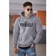 Madmext Kapşonlu Peluş Sweatshirt Gri 4390 - Gri