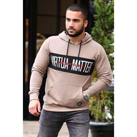 Hooded Printed Sweatshirt Camel 2751 - Camel