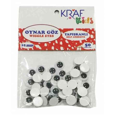 KRAF KIDS OYNAR GÖZ YAPIŞKANLI 10 MM 50 Lİ KK55 ÜCRETSİZ KARGO