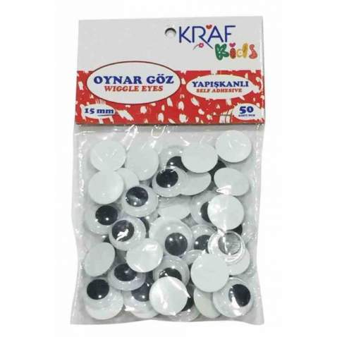 KRAF KIDS OYNAR GÖZ YAPIŞKANLI 15 MM 50 Lİ KK60 ÜCRETSİZ KARGO