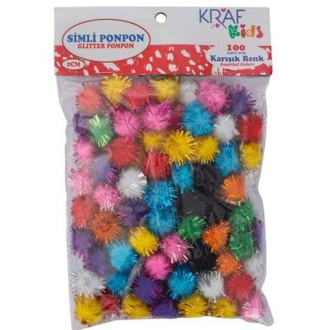 KRAF KİDS PONPON 2 CM SİMLİ 100 LÜ KK85 ÜCRETSİZ KARGO