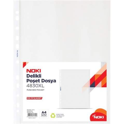 NOKİ ŞEFFAF POŞET DOSYA XL 100 LÜ 4830XL ÜCRETSİZ KARGO