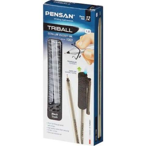 PENSAN TRIBALL TÜKENMEZ KALEM 1MM SİYAH 12'Lİ PAKET ÜCRETSİZ KARG