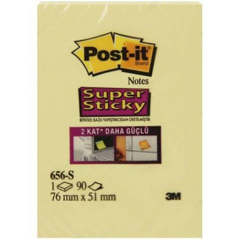 POST-İT 656-S SÜPER STİCKY YAPIŞKANLI NOT KAĞIDI 12'Lİ PAKET SARI