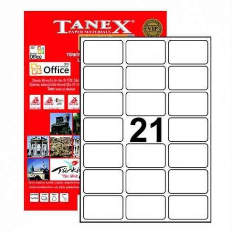 Tanex TW-2021 Etiket 63,50 x 38,1mm Ücretsiz Kargo