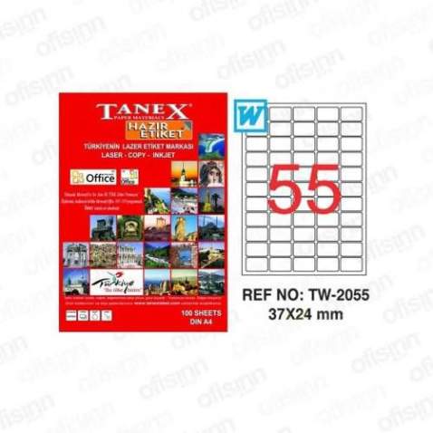 Tanex TW-2055, 37x24 mm Laser Etiket Ücretsiz Kargo