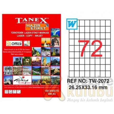 Tanex TW-2072 Etiket 26,25 x 33,16mm Ücretsiz Kargo