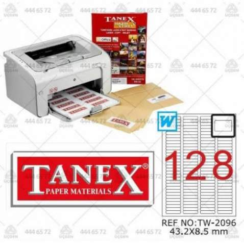 Tanex TW-2096 43,2x8,5 mm Laser Etiket 100 Adet Ücretsiz Kargo